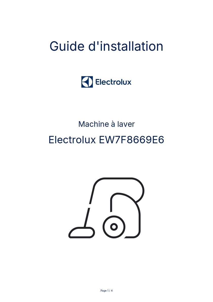 Image de la première page du manuel de l'appareil EW7F8669E6
