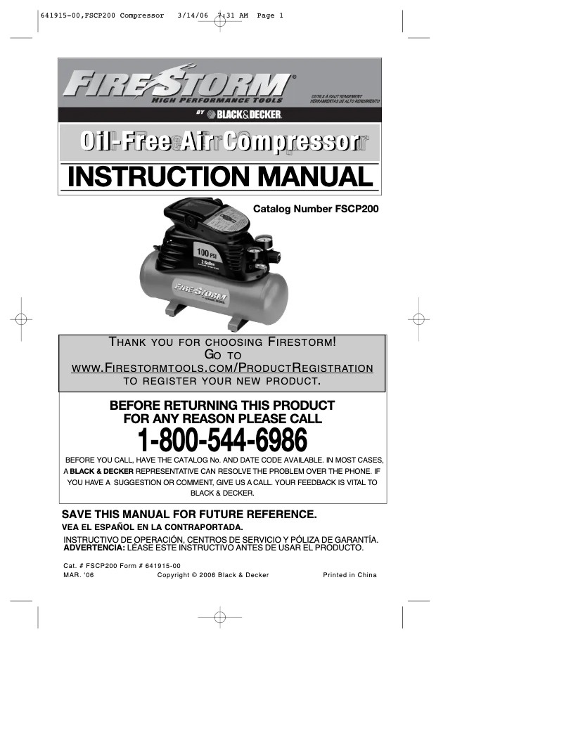 Page 1 de la notice Manuel utilisateur Black & Decker FSCP200