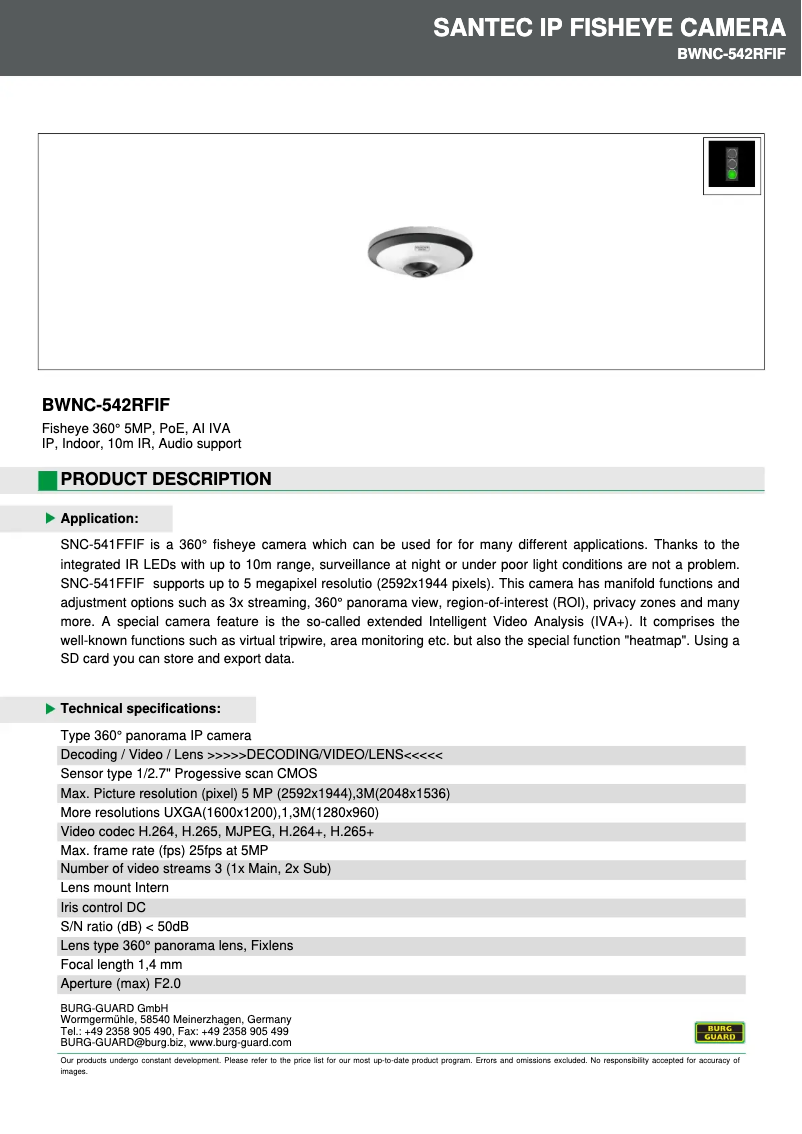Page 1 de la notice Manuel utilisateur Burg Wächter BWNC-542RFIF