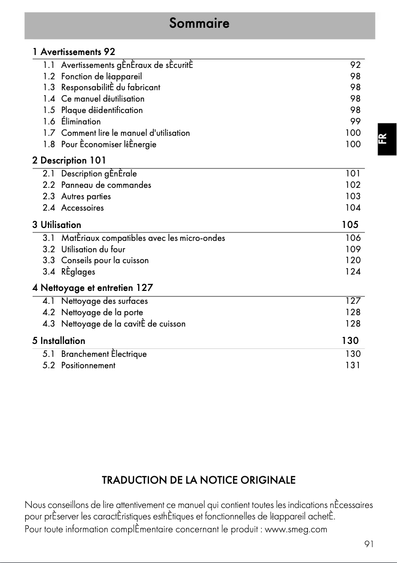 Page n°1 - Mode d'emploi Smeg SF4101MN1