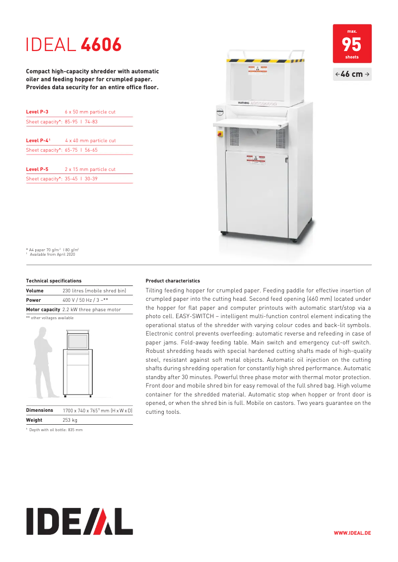 Page n°1 - Fiche technique Ideal 4606 CC
