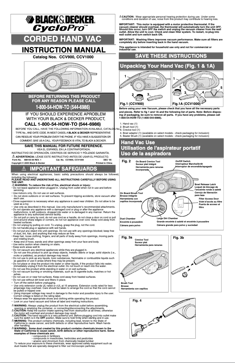 Page n°1 - Manuel utilisateur Black & Decker CCV900