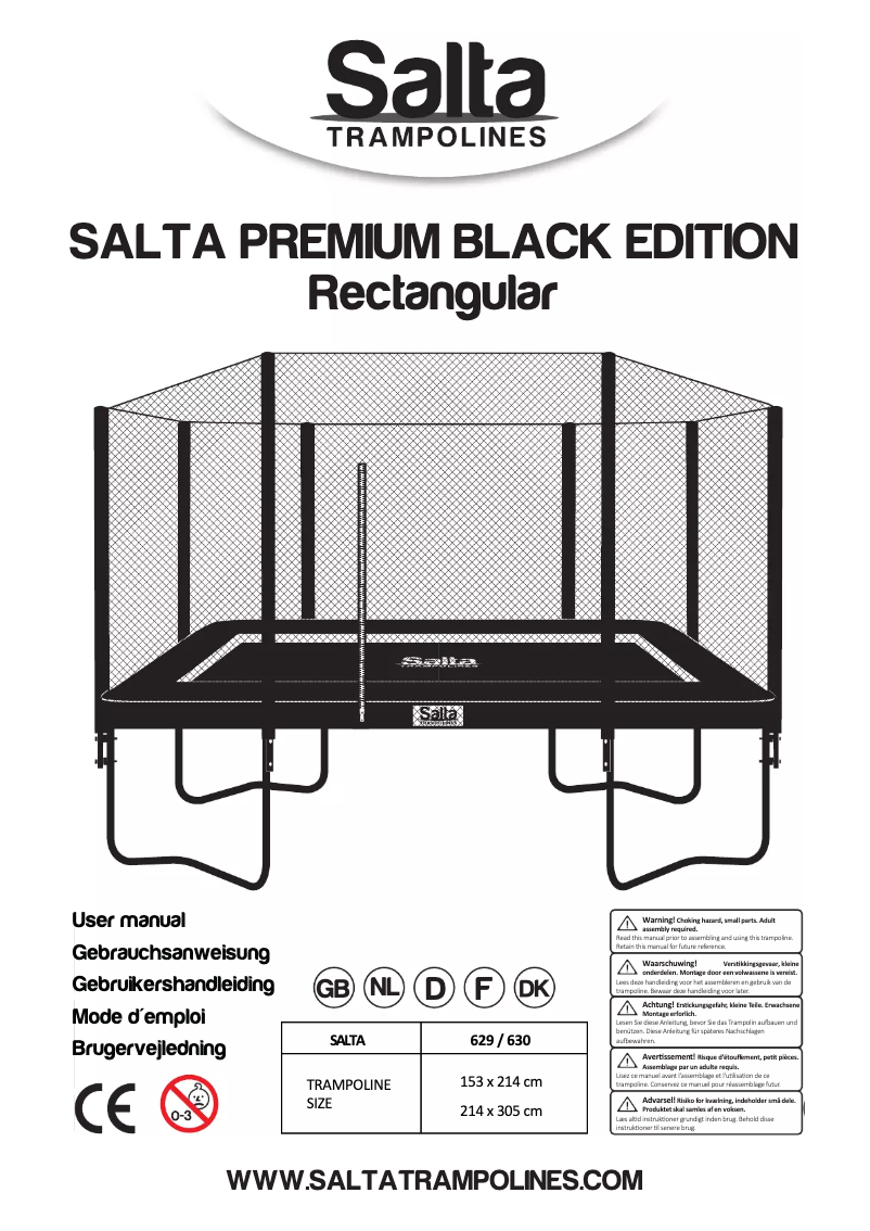 Page n°1 - Manuel utilisateur Salta Premium Black Edition 153 x 213 cm