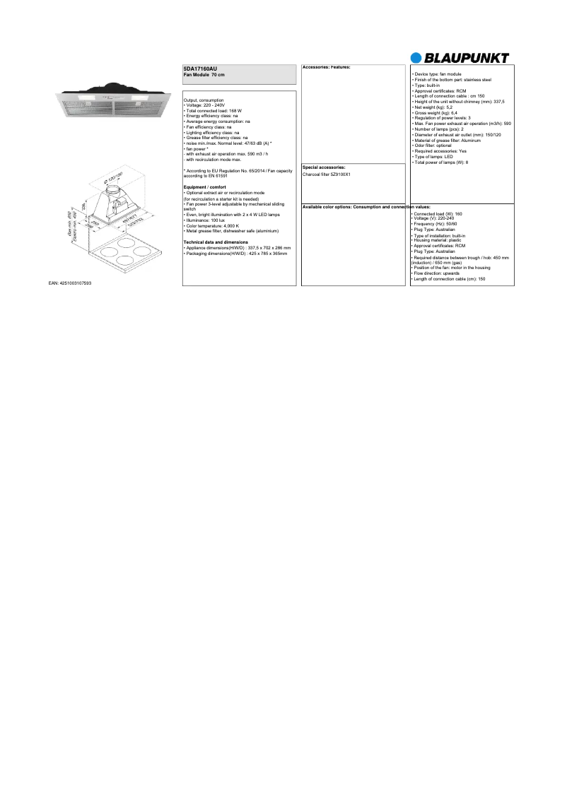 Image de la première page du manuel de l'appareil 5DA17160AU