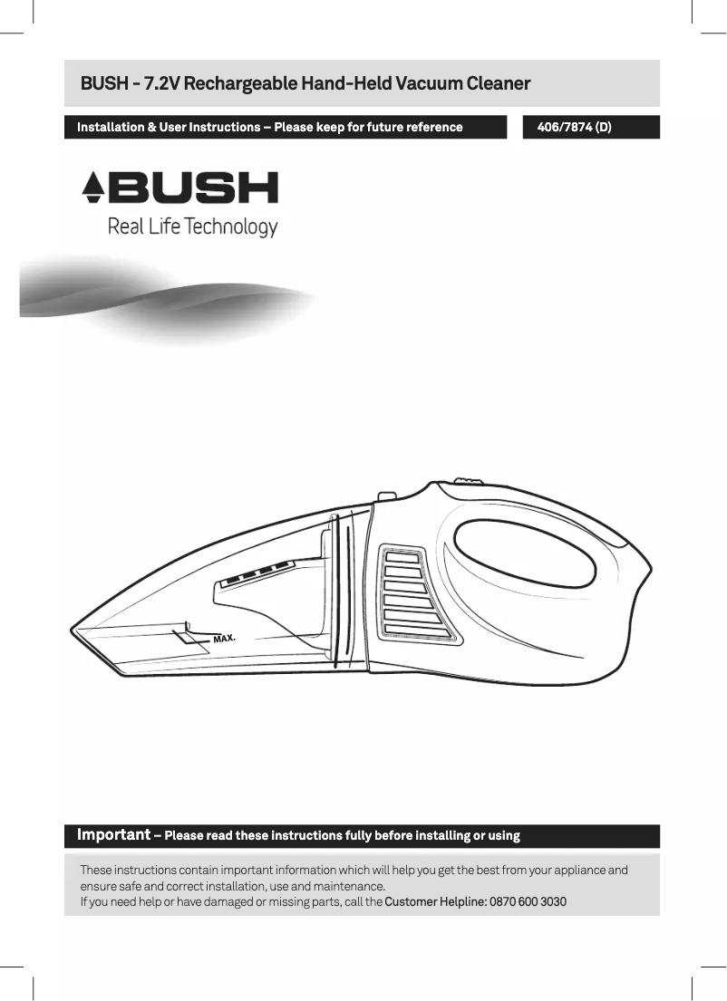 Page 1 de la notice Manuel utilisateur Bush SLX225E