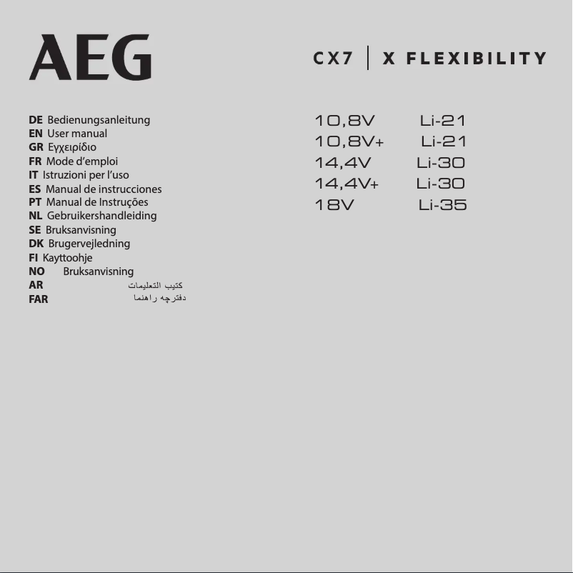 Page n°1 - Manuel utilisateur AEG-Electrolux CX7-2-45AN Akku-Handstaubsauger