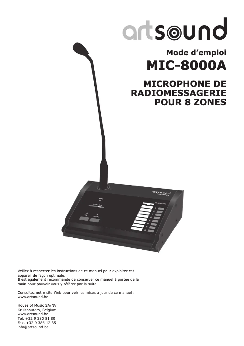 Page n°1 - Manuel utilisateur Artsound MIC-8000A