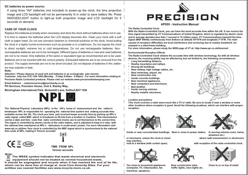 Page n°1 - Manuel utilisateur Precision APO36