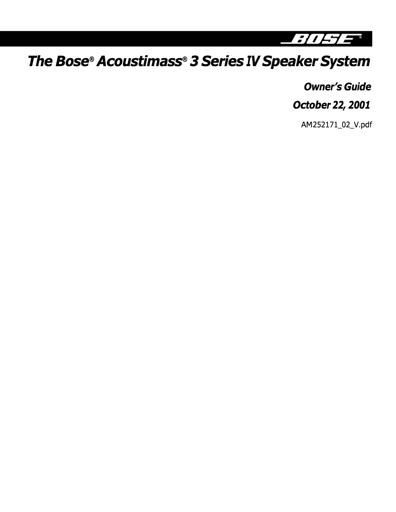 Page 1 de la notice Manuel utilisateur Bose Acoustimass 10 Series IV