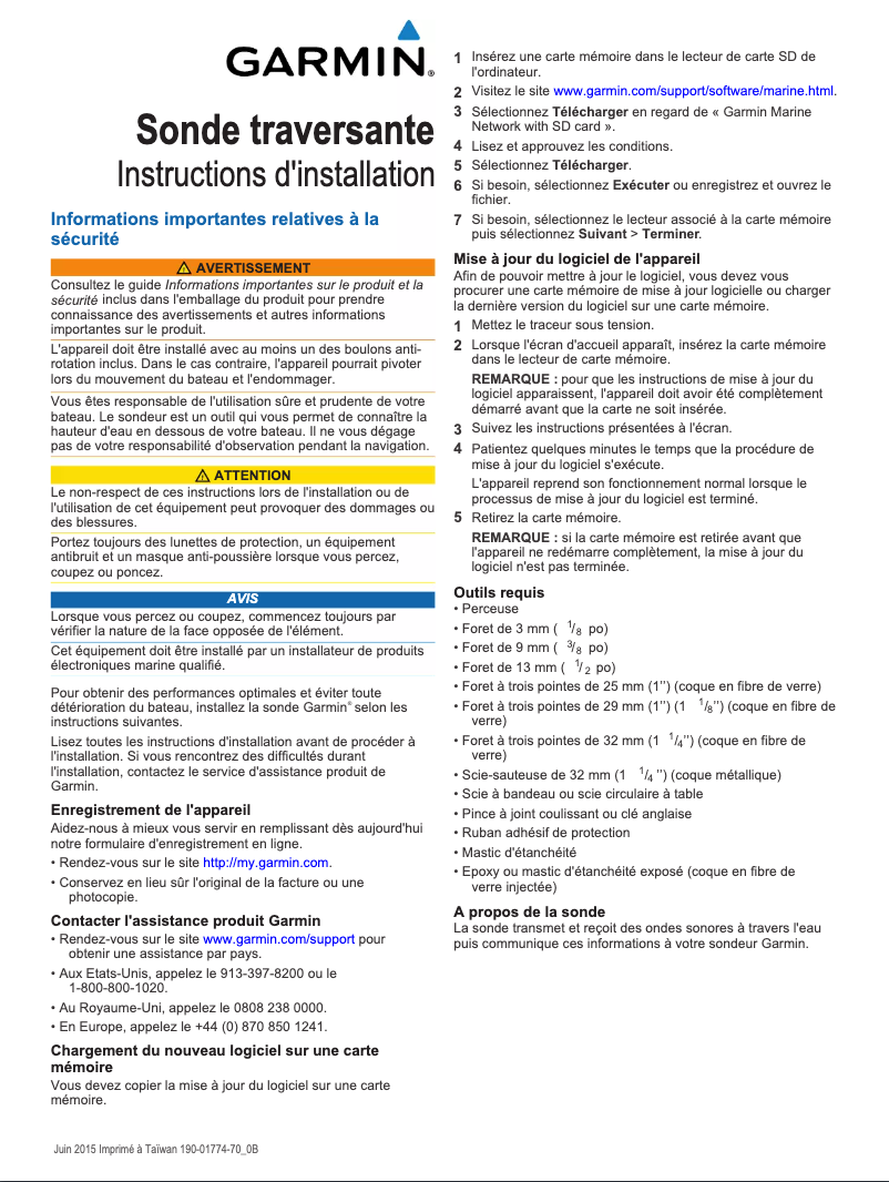 Page 1 de la notice Guide d'installation Garmin GT50M-TH