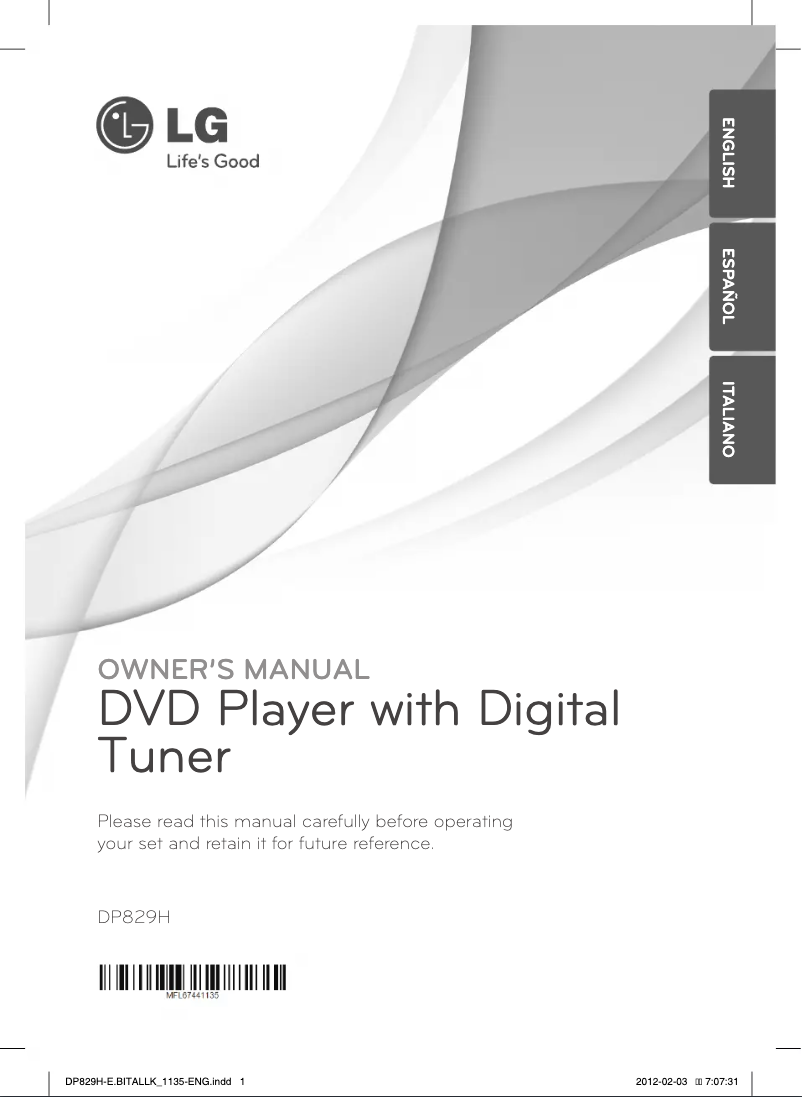 Image de la première page du manuel de l'appareil DP829H