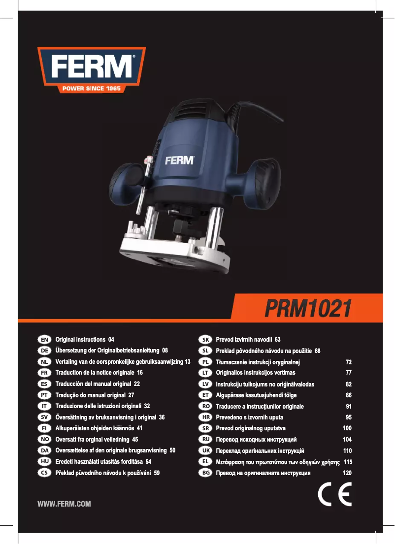 Page 1 de la notice Manuel utilisateur Ferm PRM1021