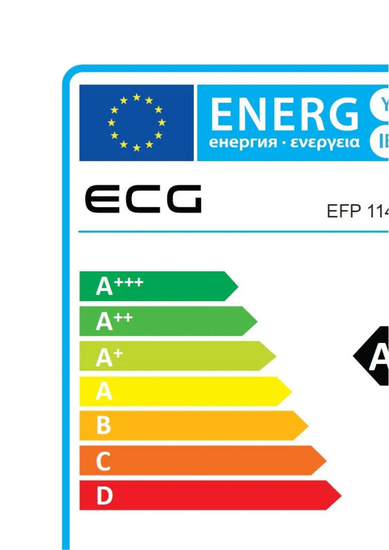 Page 1 de la notice Label énergétique ECG EFP 11420 WA+