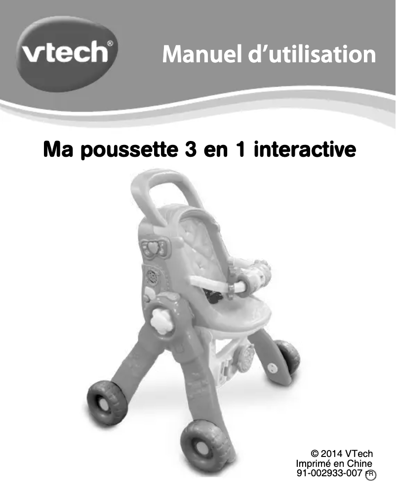 Page 1 de la notice Manuel utilisateur Vtech Ma poussette 3 en 1 interactive