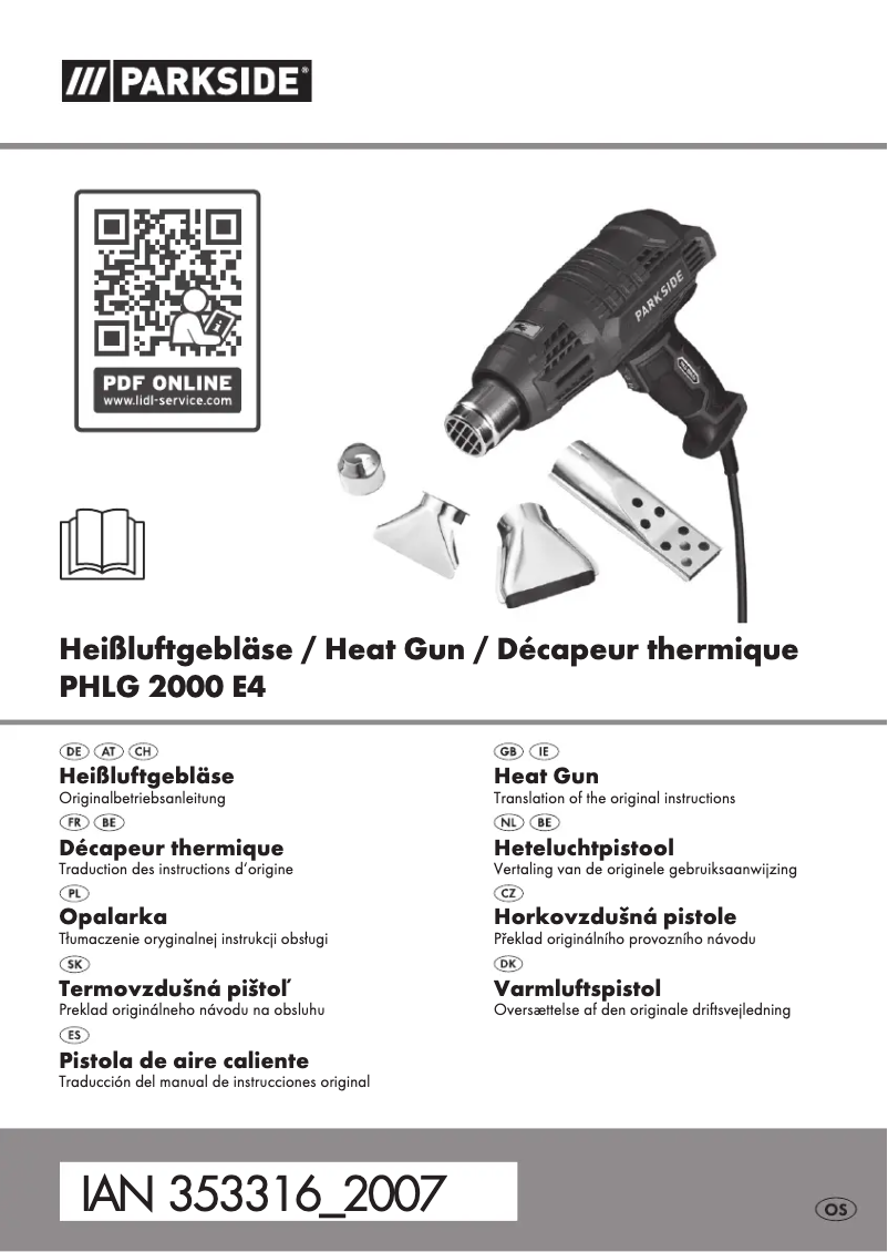 Page n°1 - Manuel utilisateur Parkside PHLG 2000 E4