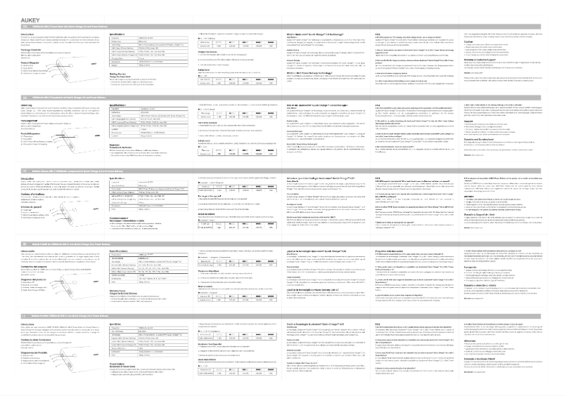 Page 1 de la notice Manuel utilisateur Aukey PB-XD10