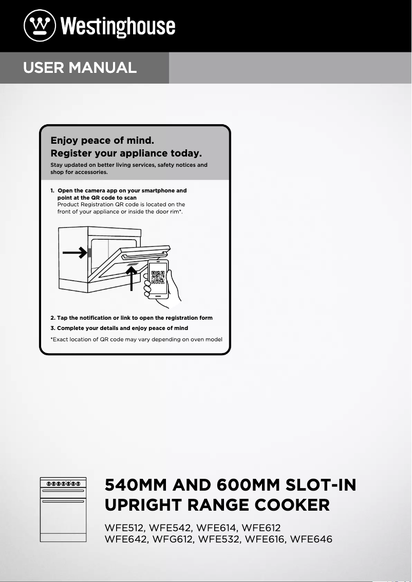 Page 1 de la notice Manuel utilisateur Westinghouse WFE612SC