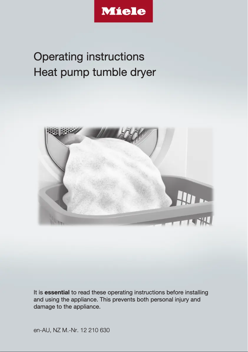 Page n°1 - Manuel utilisateur Miele TWD364WP