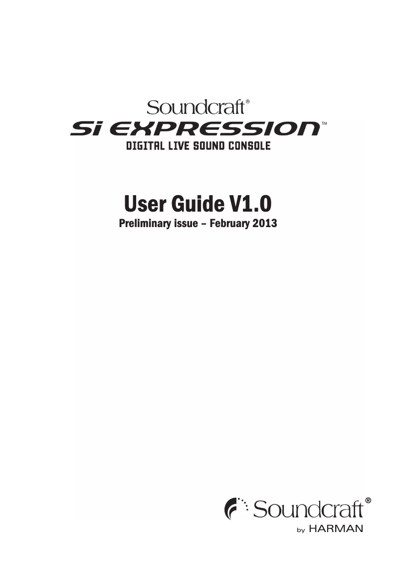 Page n°1 - Manuel utilisateur Soundcraft SiEx3