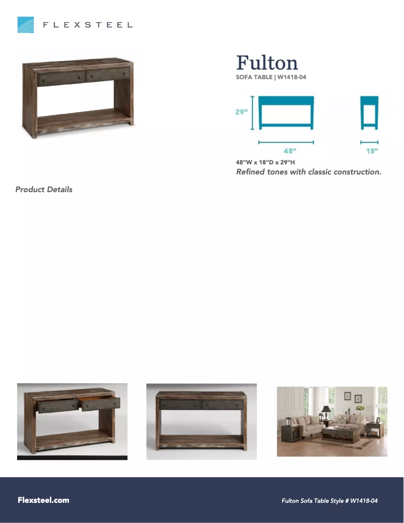 Page 1 de la notice Manuel utilisateur Flexsteel Fulton W1418-04