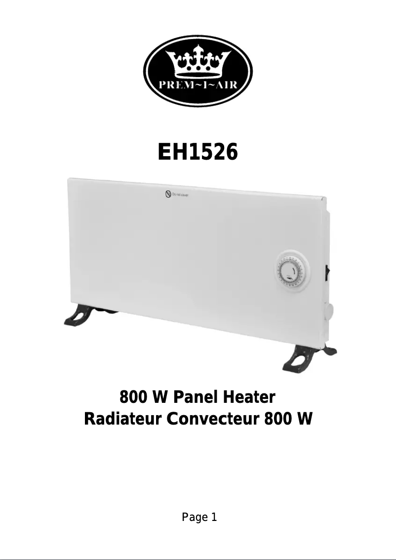 Page 1 of the manual User Manual Prem-I-Air EH1526