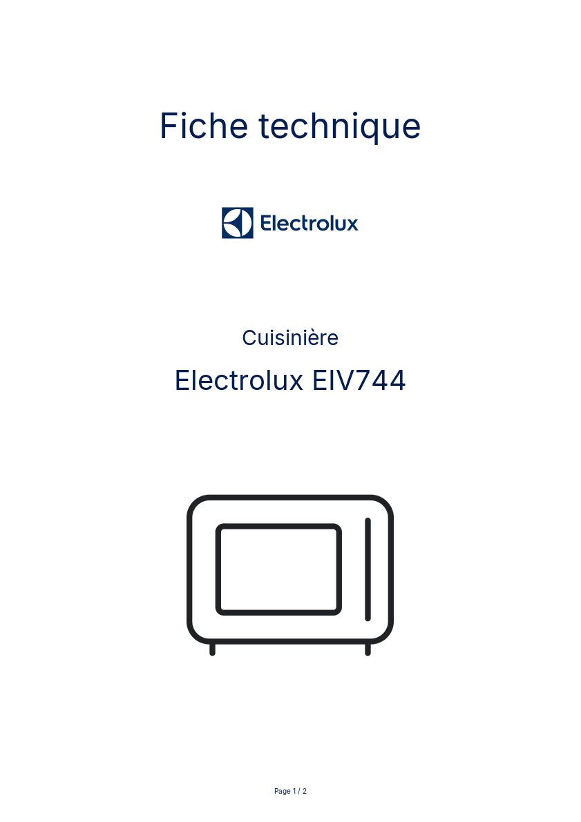 Page n°1 - Fiche technique Electrolux EIV744