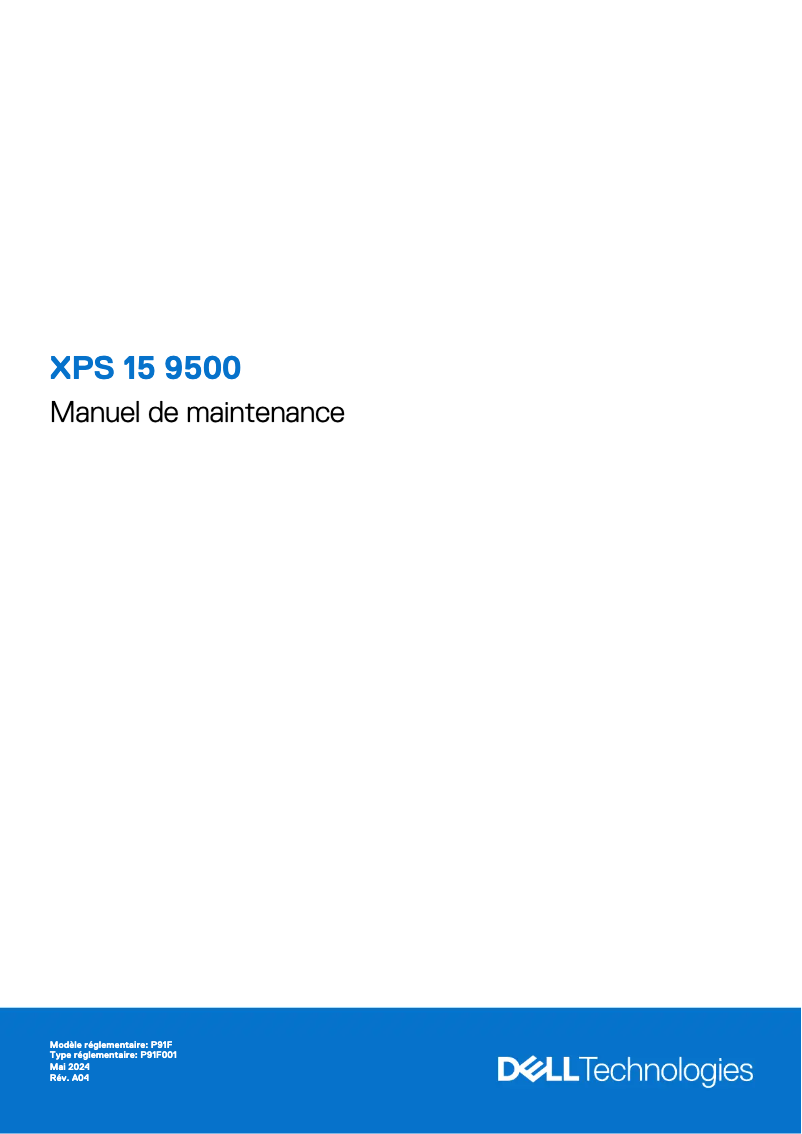 Page n°1 - Manuel d'utilisation et d'entretien Dell XPS 15 9500