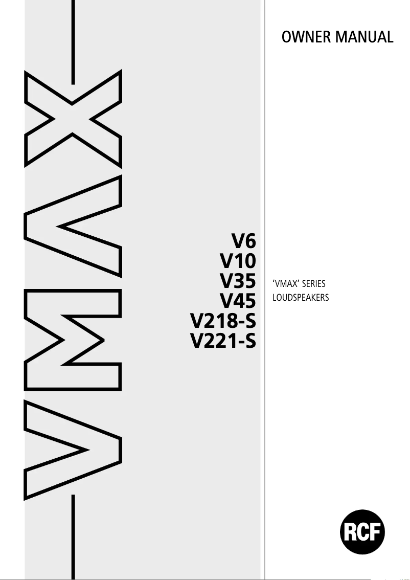 Page 1 de la notice Manuel utilisateur RCF V221-S