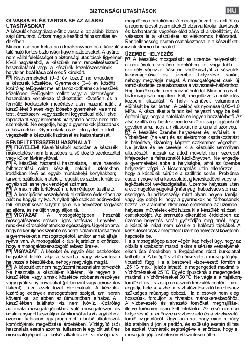 Page 1 de la notice Instructions de sécurité Whirlpool W7F HS51