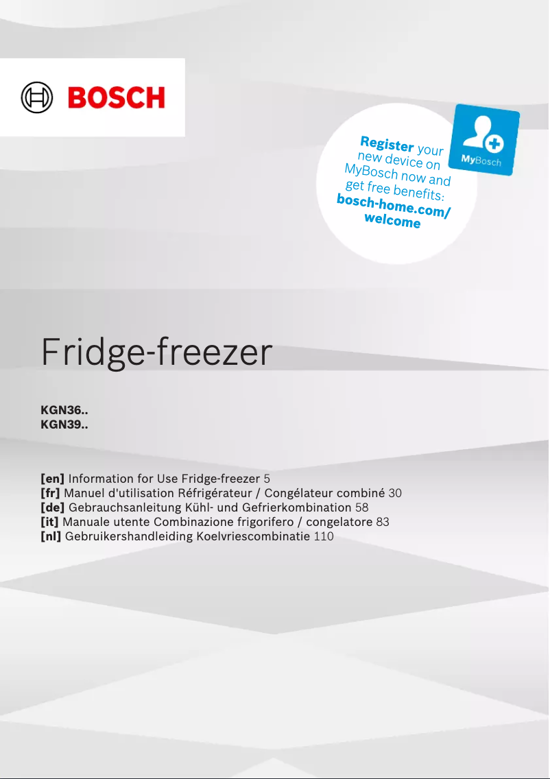 Página 1 del manual Manual de usuario Bosch KGN392LDC