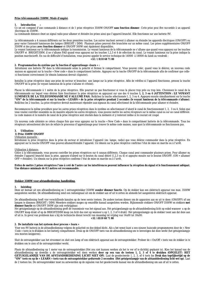 Page n°1 - Manuel utilisateur Chacon 54047