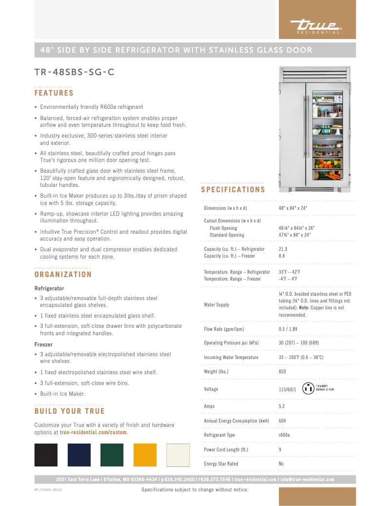 Page n°1 - Fiche technique True TR-48SBS-SG-C