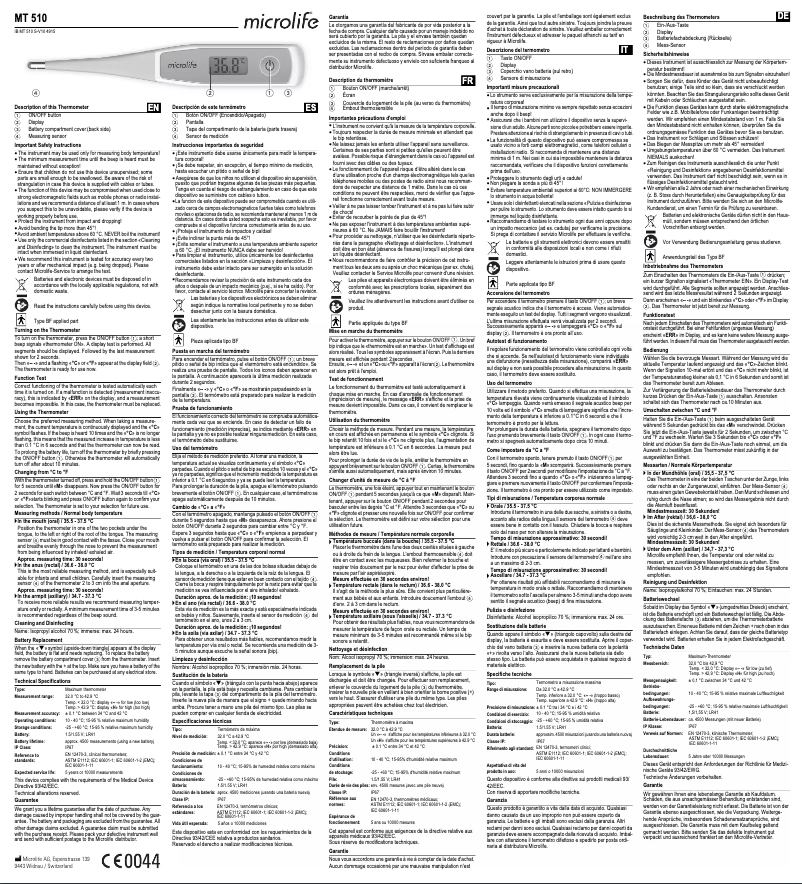 Image de la première page du manuel de l'appareil MT 510