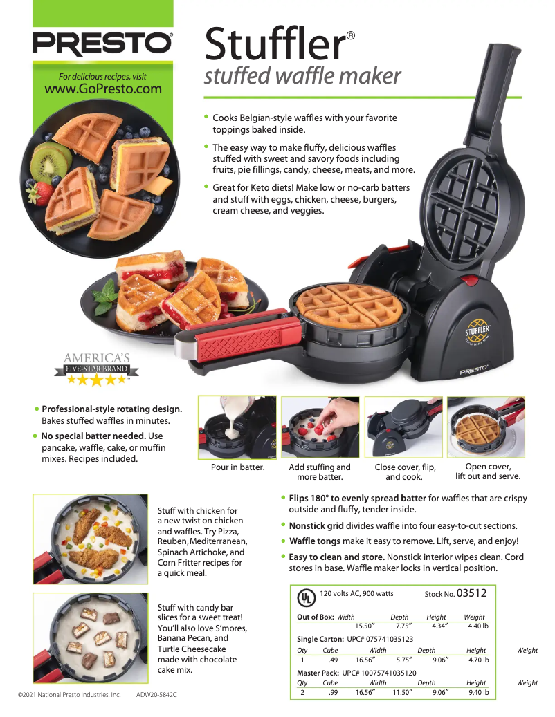 Page 1 de la notice Fiche technique Presto Stuffler 03512