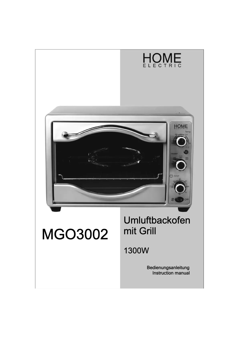Page n°1 - Manuel utilisateur Home Electric MGO3002