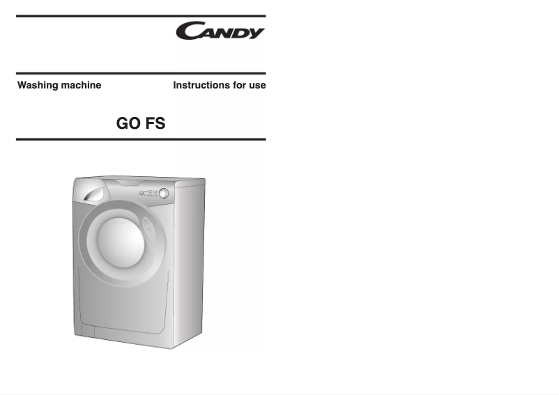 Page n°1 - Manuel utilisateur Candy GO FS 262