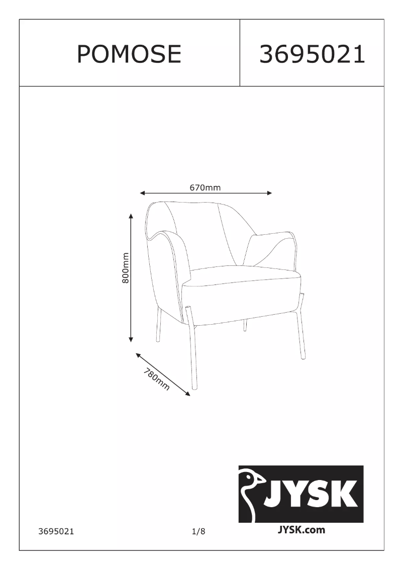 Page 1 de la notice Manuel utilisateur JYSK Pomose