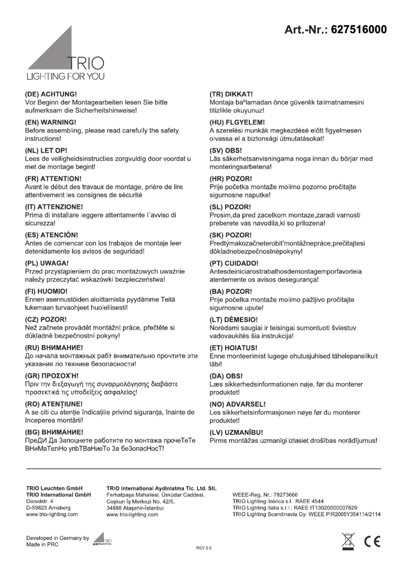 Image de la première page du manuel de l'appareil Lunar 627516000