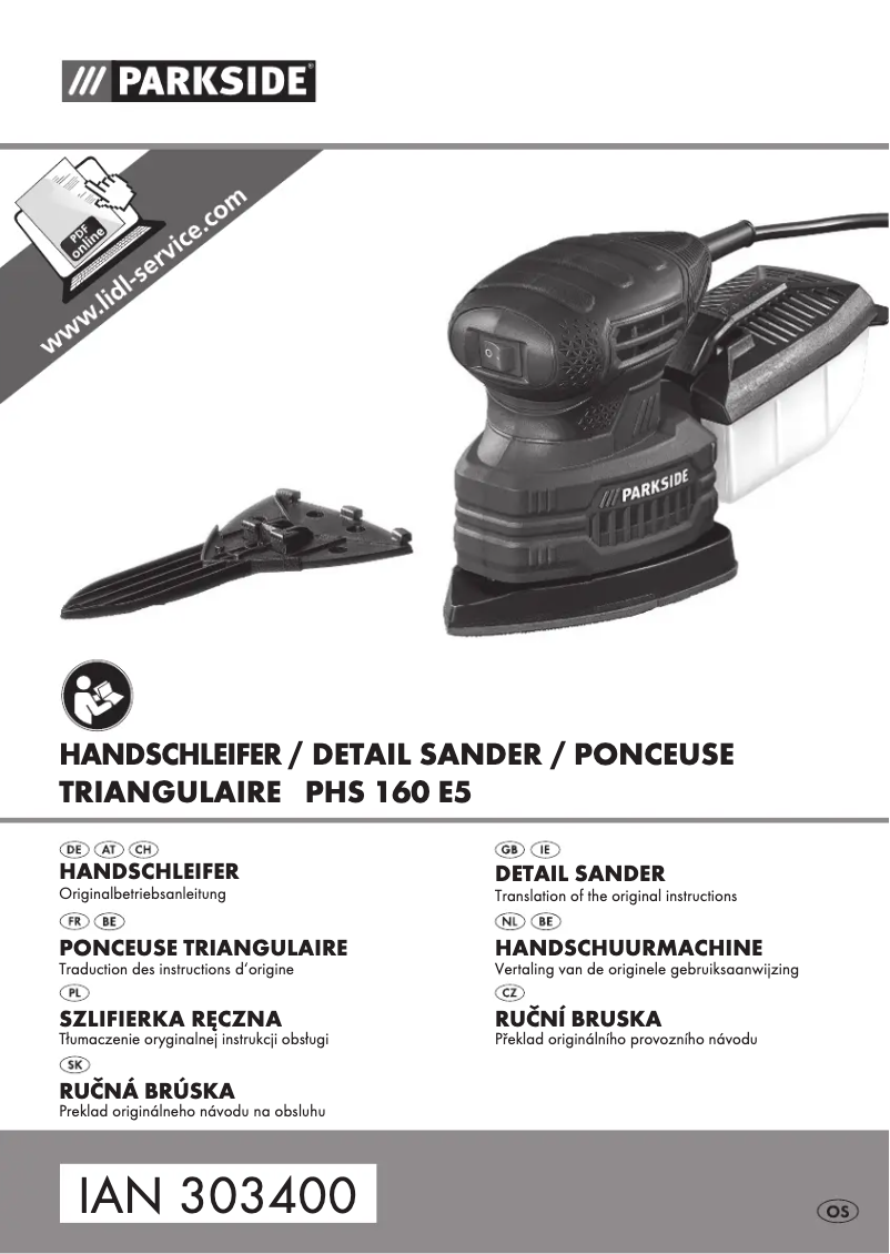 Page 1 de la notice Manuel utilisateur Parkside PHS 160 E5