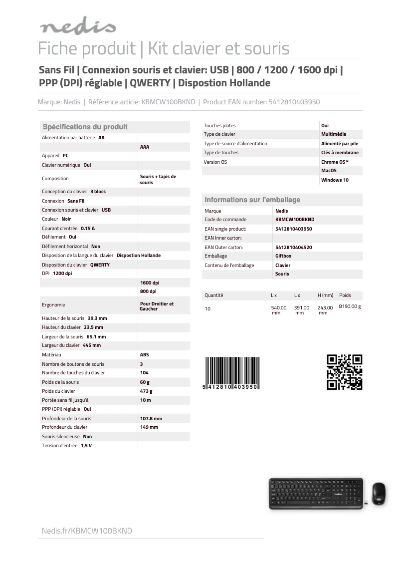 Image de la première page du manuel de l'appareil KBMCW100BKND