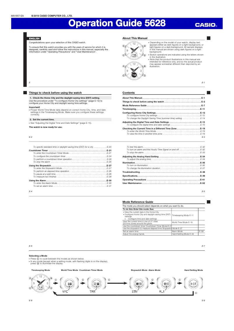 Image de la première page du manuel de l'appareil Baby-G BGA-260-7AER