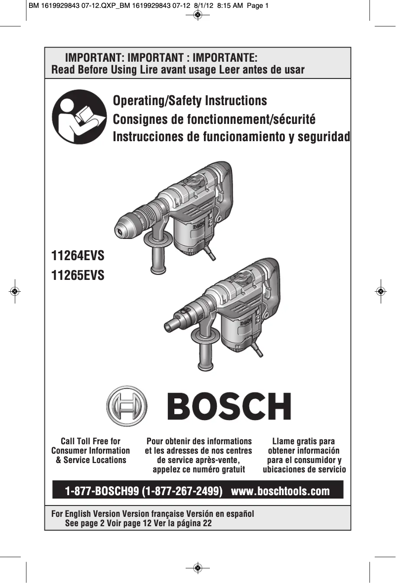 Page n°1 - Manuel utilisateur Bosch 11265EVS