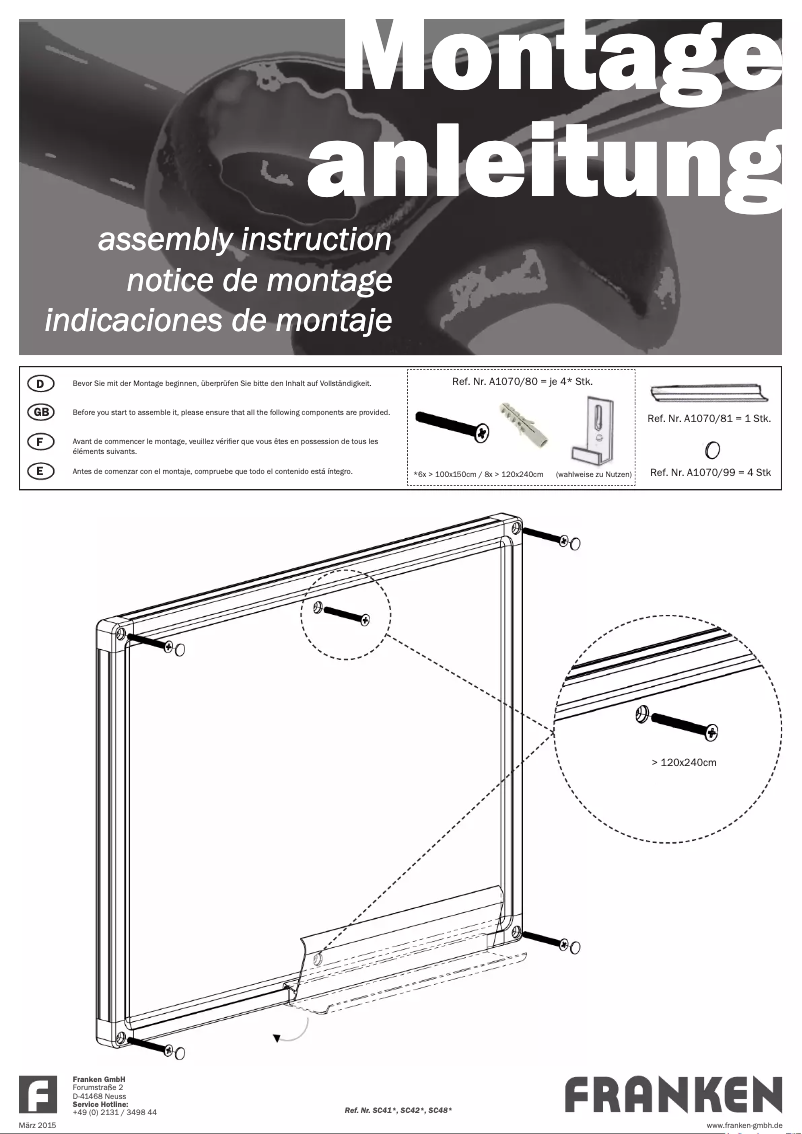 Page 1 de la notice Manuel utilisateur Franken SC4103
