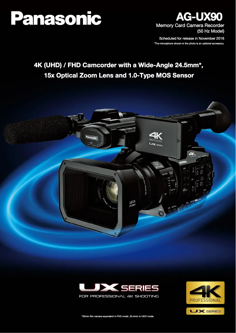 Page 1 de la notice Fiche technique Panasonic AG-UX90