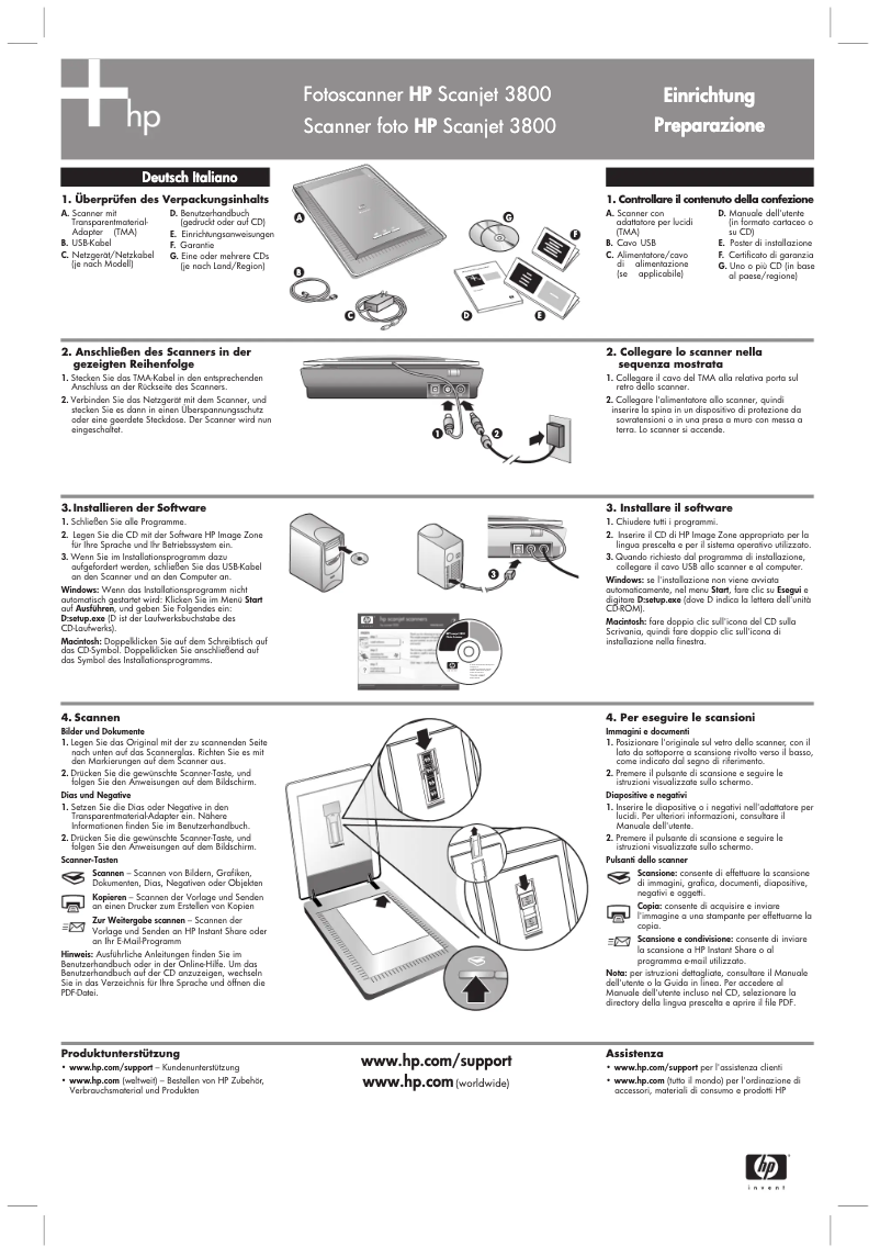 Page 1 de la notice Guide d'installation HP Scanjet 4850