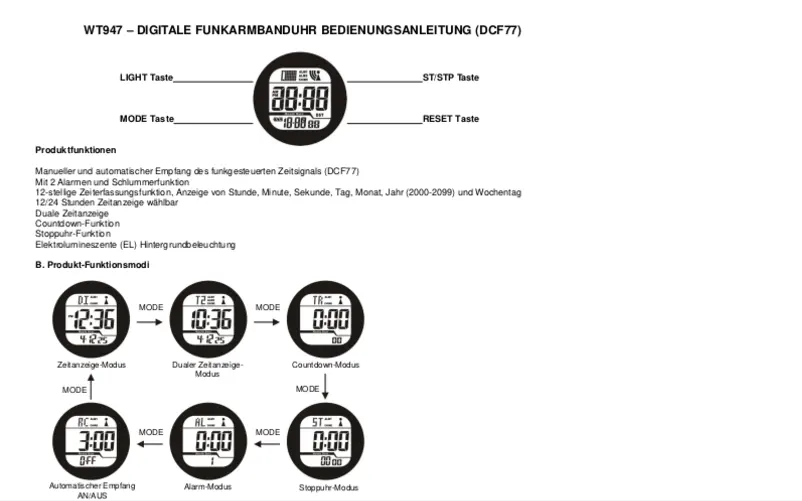 Image de la première page du manuel de l'appareil WT 947