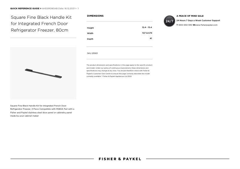 Page 1 de la notice Manuel utilisateur Fisher & Paykel AHD5RD80AB