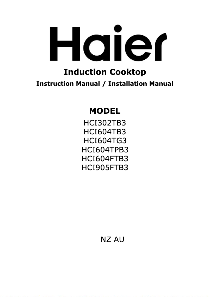 Page 1 de la notice Manuel utilisateur Haier HCI905FTB3