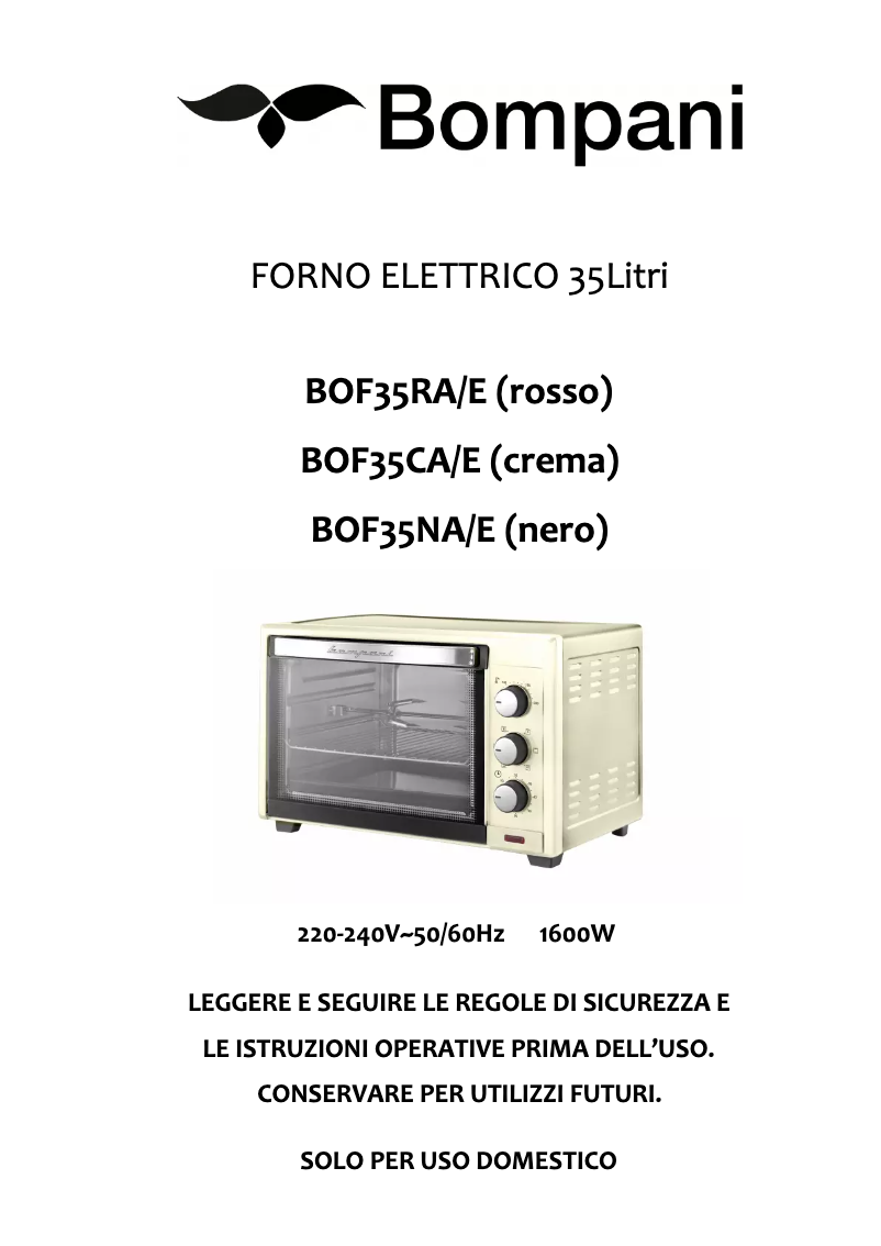 Page n°1 - Manuel utilisateur Bompani BOF35RA/E