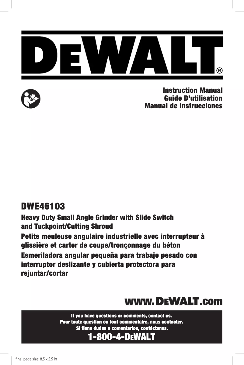 Image de la première page du manuel de l'appareil DWE46103
